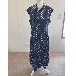 NWT J Crew Navy Polka Dot Dress Size 14